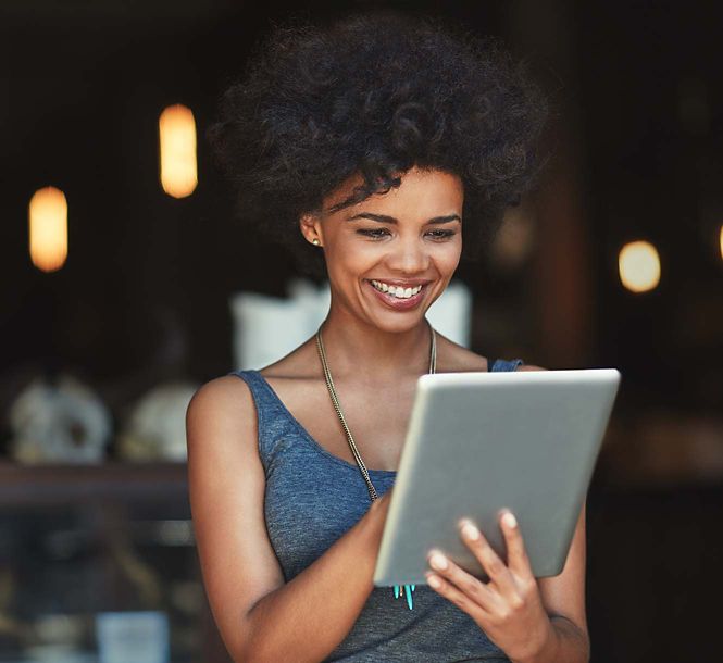 International card with abstract blue and white design