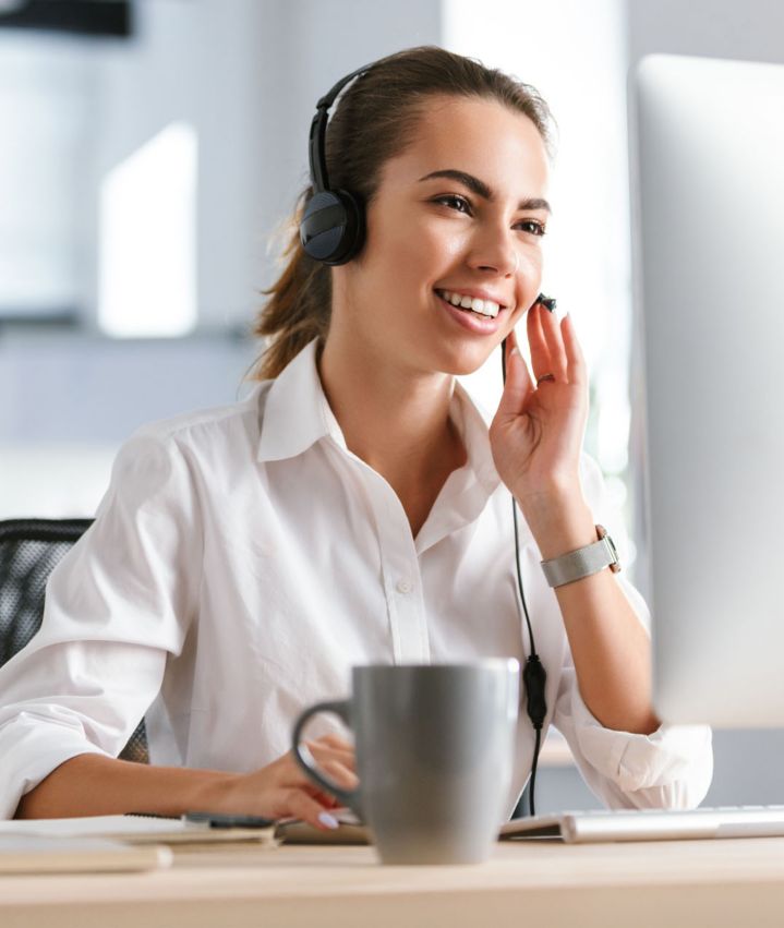 MLC Life Insurance growth digital transformation card with smiling woman in headset