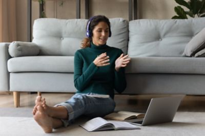 woman working remotely