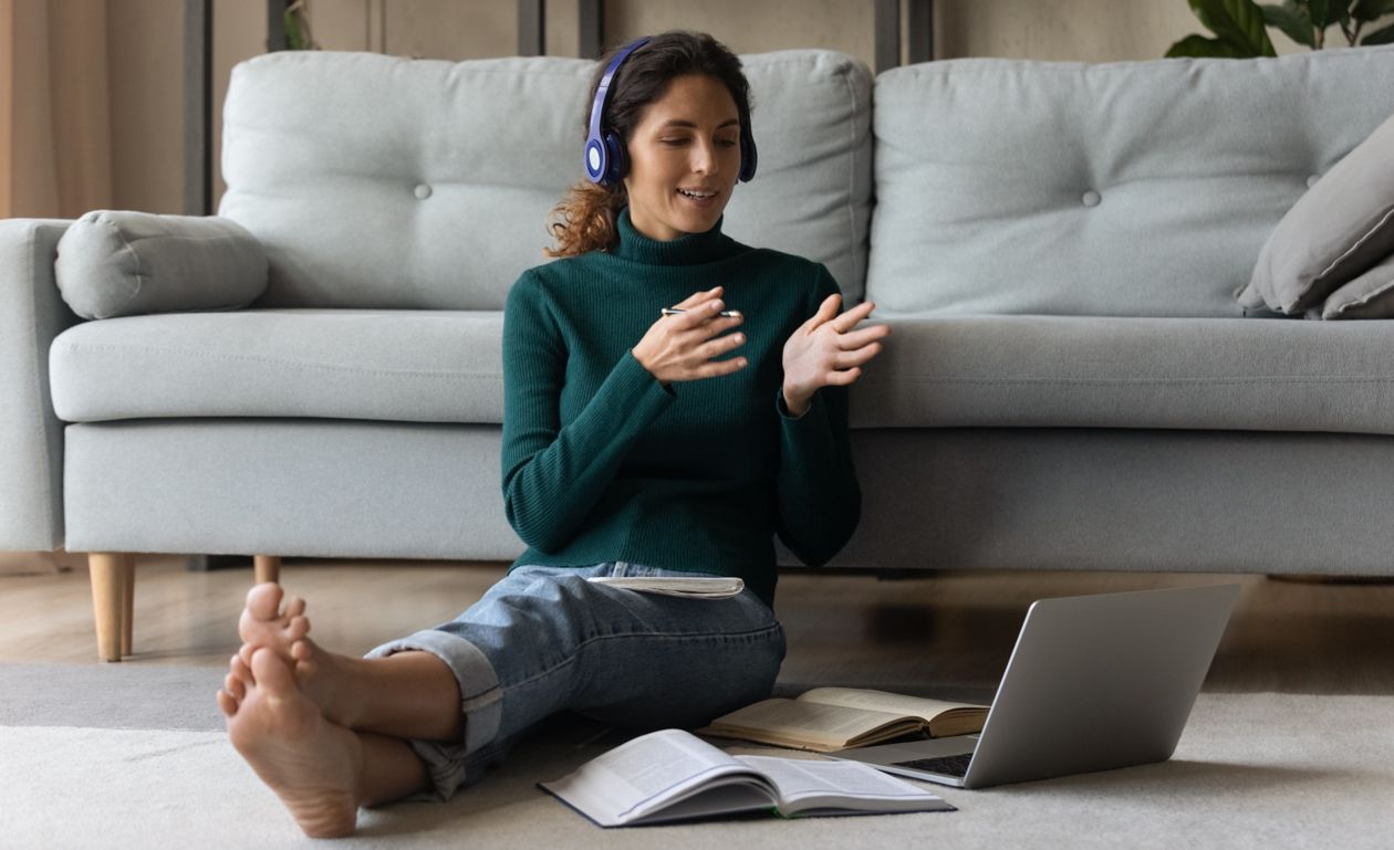 woman working remotely