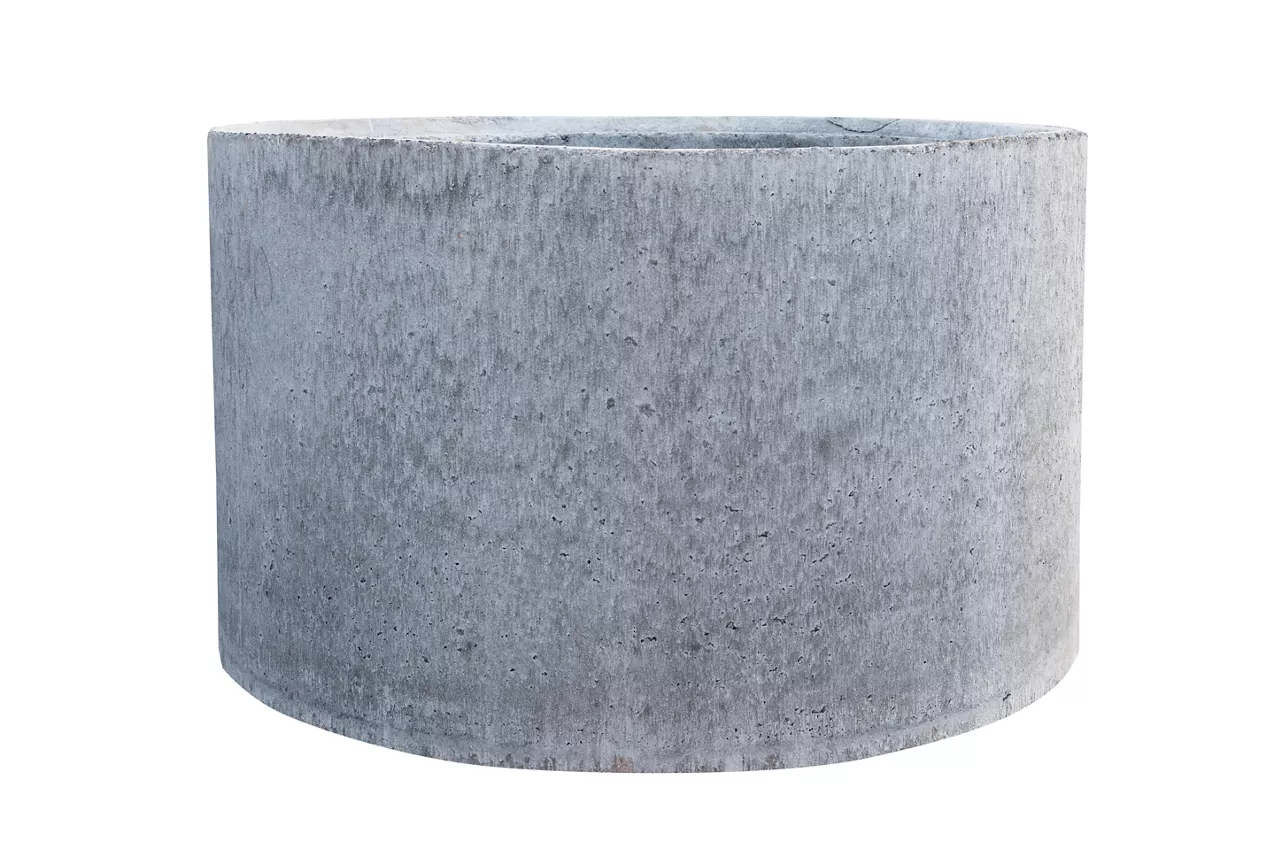 Large Round Precast Concrete Well Ring, Isolated Object