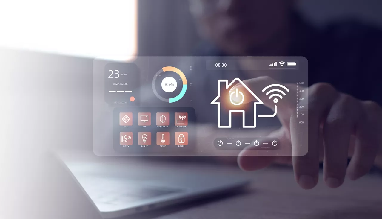 Smart home dashboard to control home appliances Assistant technology for smart devices smart home concept