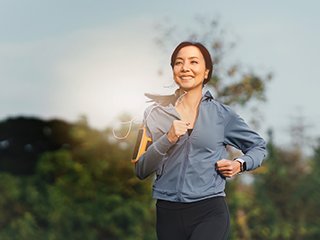 Lady running enjoying her run