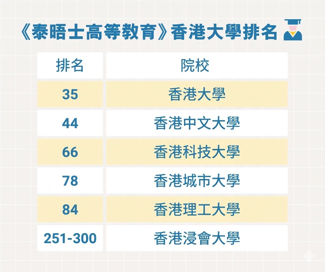 全球大學排名 港五大學入百強