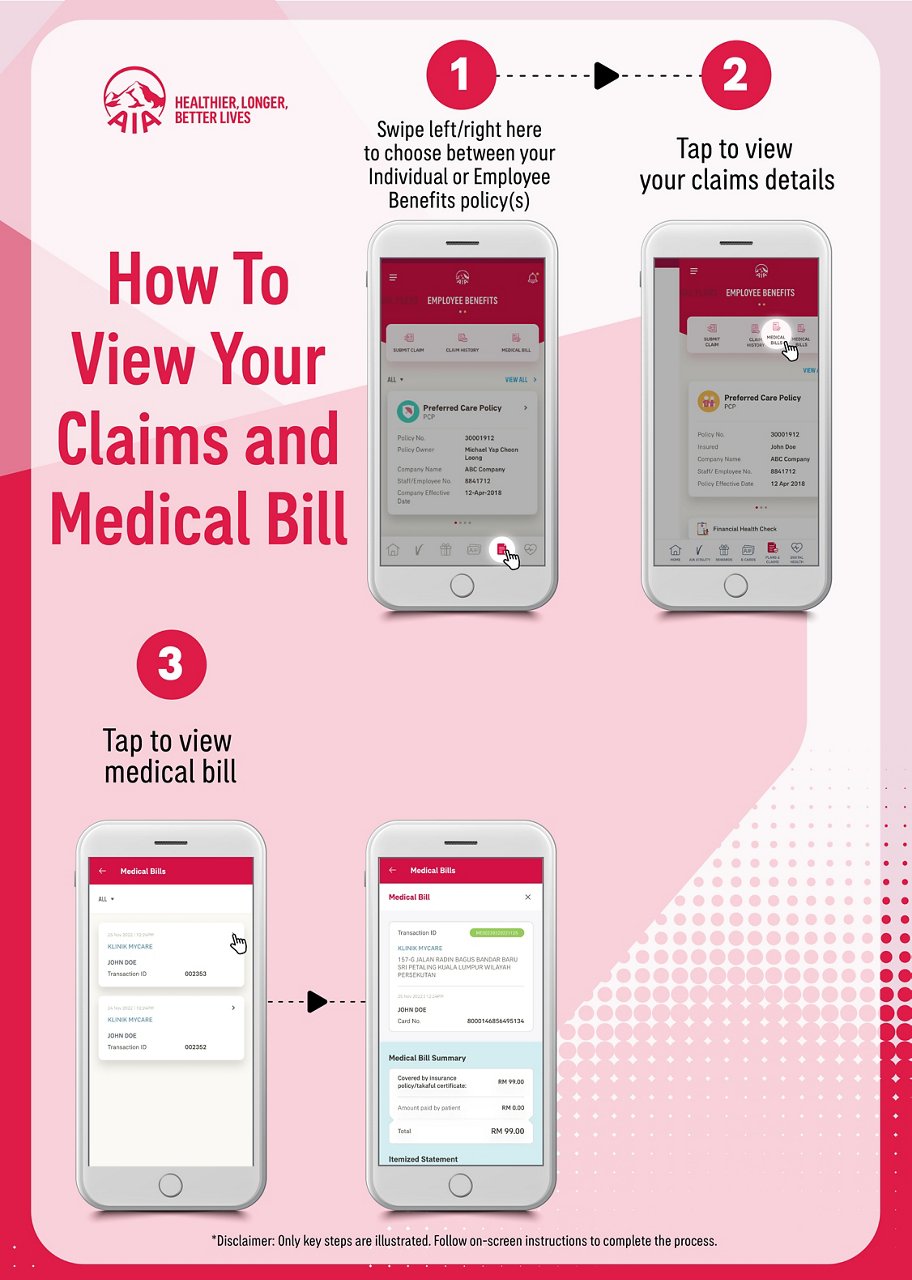 AIA+ App Poster_How to view claims n medical bills