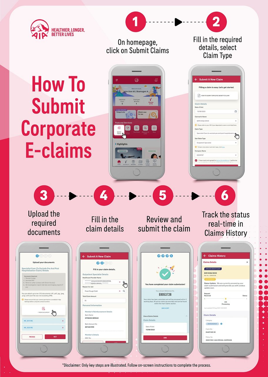 AIA+ App Poster_How to submit corporate e-claims