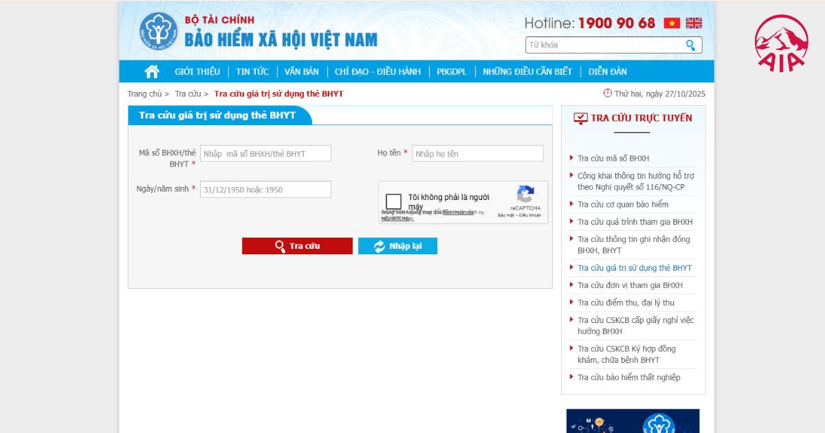 Tra cứu hạn sử dụng BHYT trên website Bảo hiểm xã hội Việt Nam
