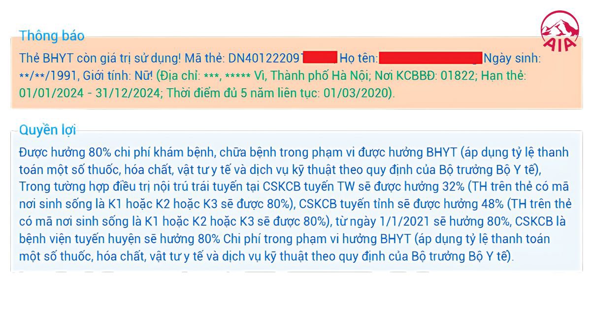 Hưởng dẫn xem thông tin khi tra cứu hạn BHYT