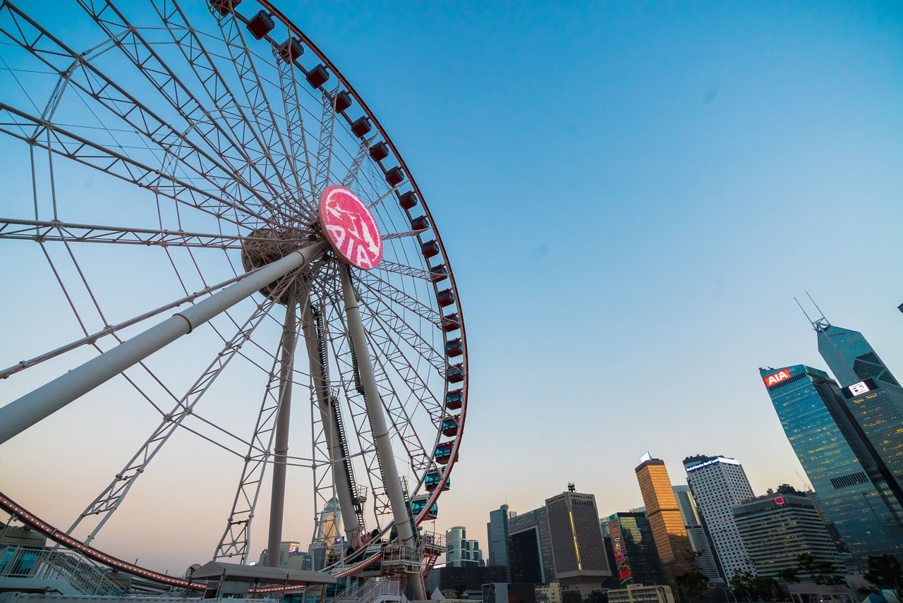 The Hong Kong Observation Wheel & AIA Vitality Park is located on the iconic Central Harbourfront.