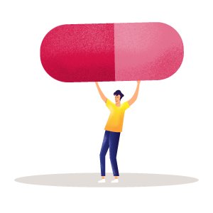Person holding pill icon