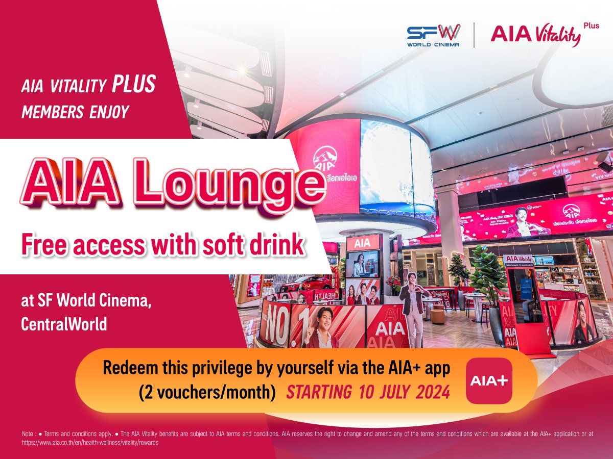 Free access for AIA Vitality Plus members at AIA Lounge