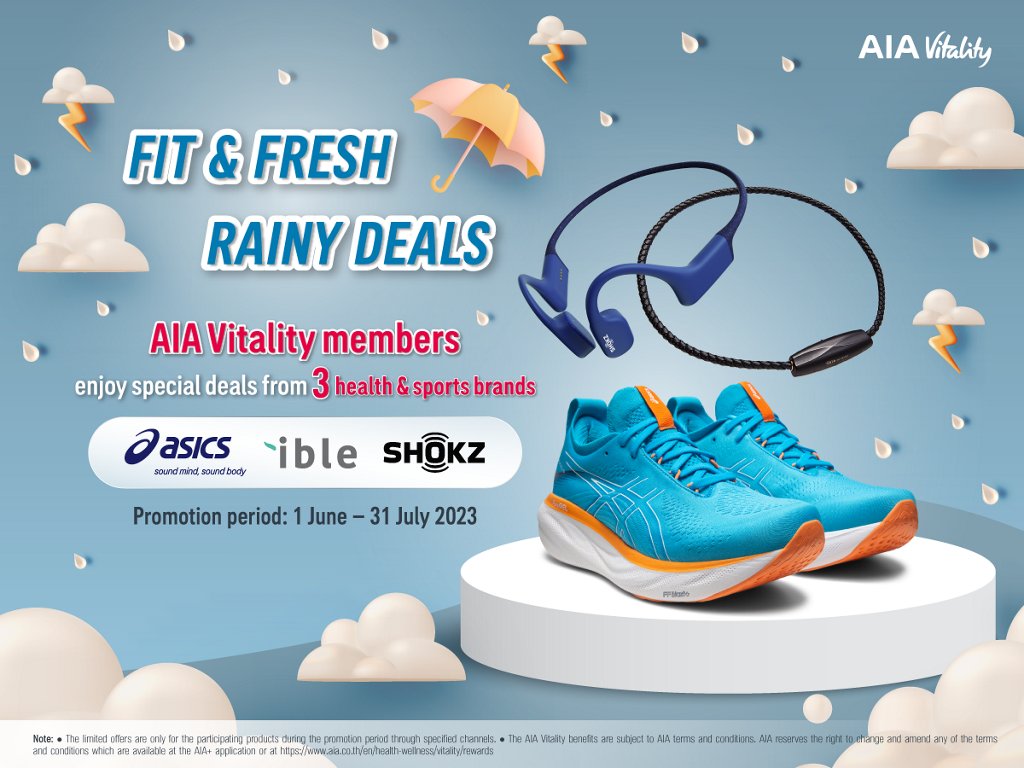 Fit Fresh Rainy Deals ASICS ible and Shokz up to 40 off AIA Vitality