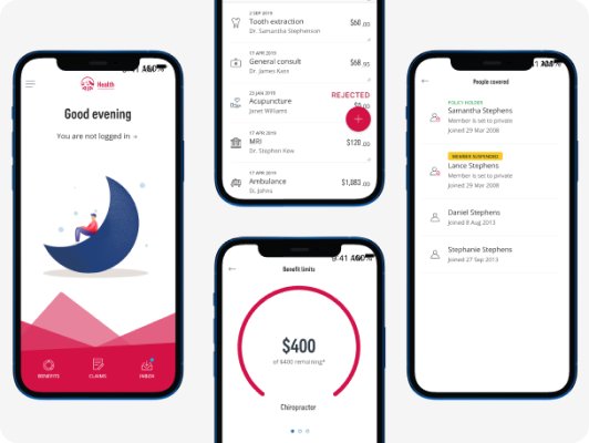 The AIA Health app displayed on an iPhone.
