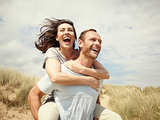 Lady on partners back