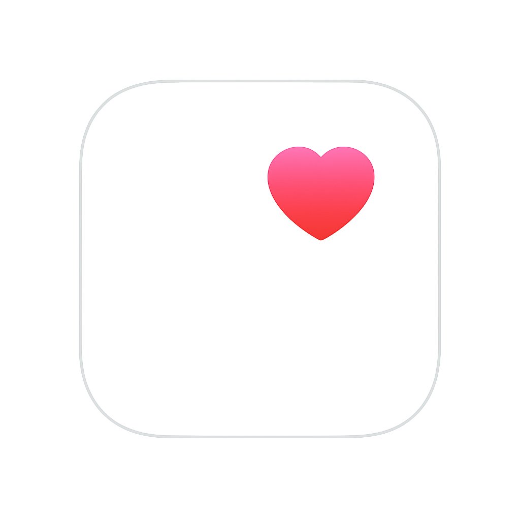 Apple Health app icon with a pink heart on a white rounded square background.
