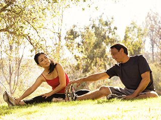 Couple stretching