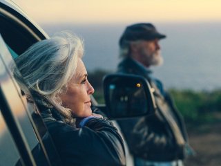 Lady staring out of car