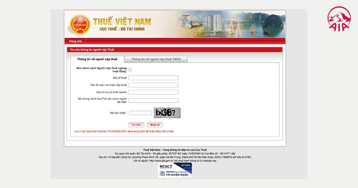 Tra cứu mã số thuế cá nhân trên trang web Tổng cục Thuế thức