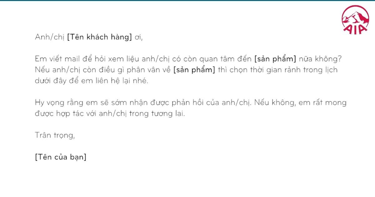 Mẫu email thăm hỏi khách hàng