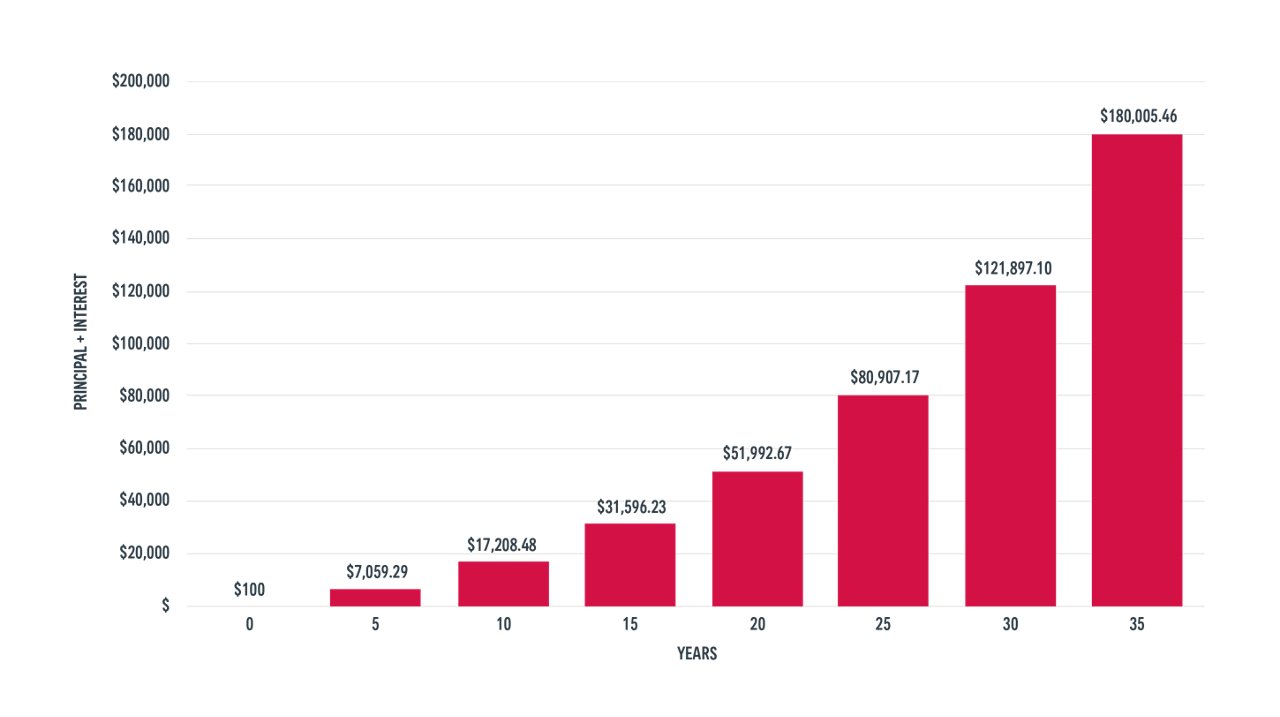 Compound interest graph, described above