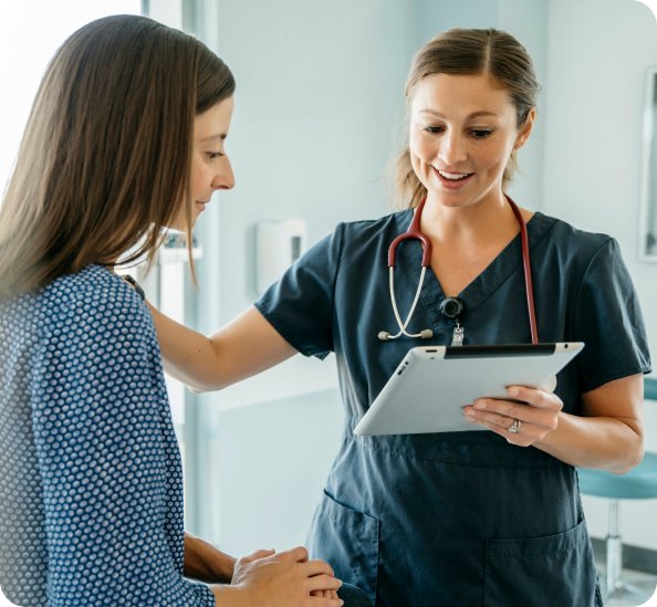 female doctor talking to patient