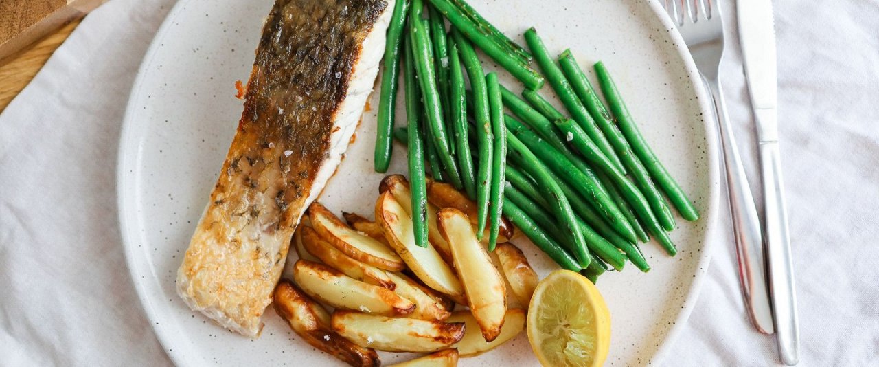 crispy skin barramundi and chippies