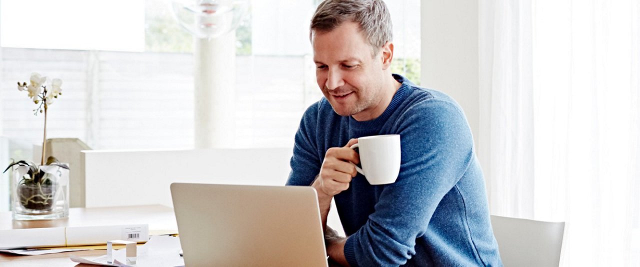 Man drinking coffee