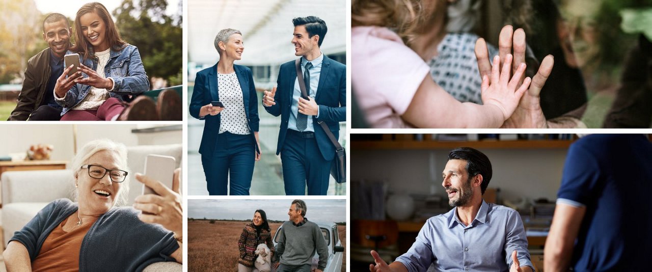 Collage of various people connecting