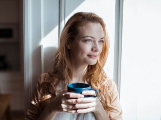 Lady drinking coffee