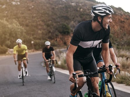 Group riding bikes