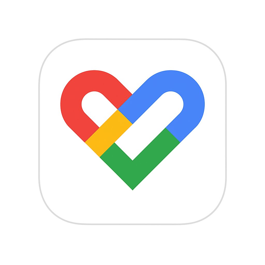 Google Fit app icon featuring a multicolored heart shape on a white background.