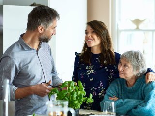Family in kitchen