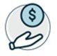 Hand and dollar sign icon