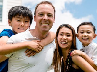 mum and dad with young daughter and son