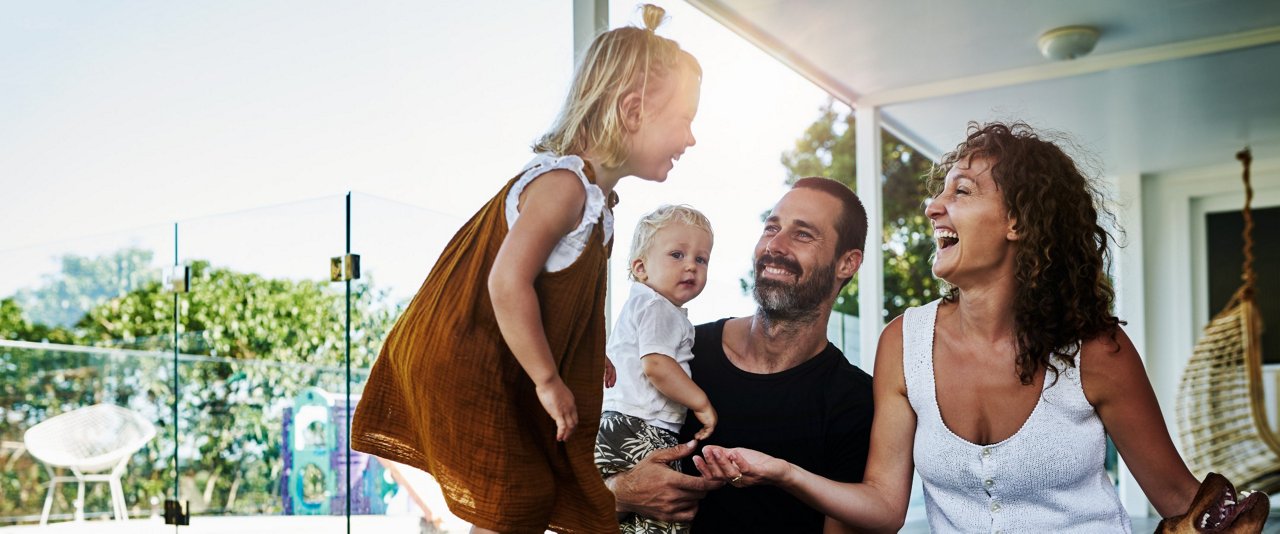Family sitting on porch