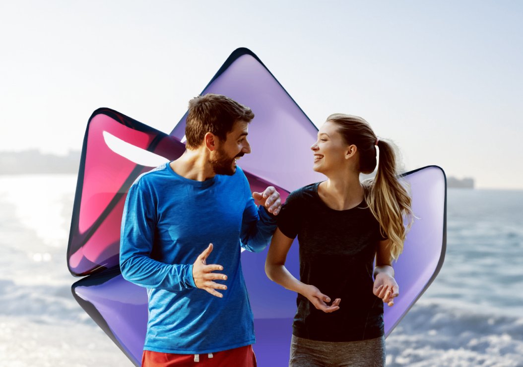 man and woman jogging together