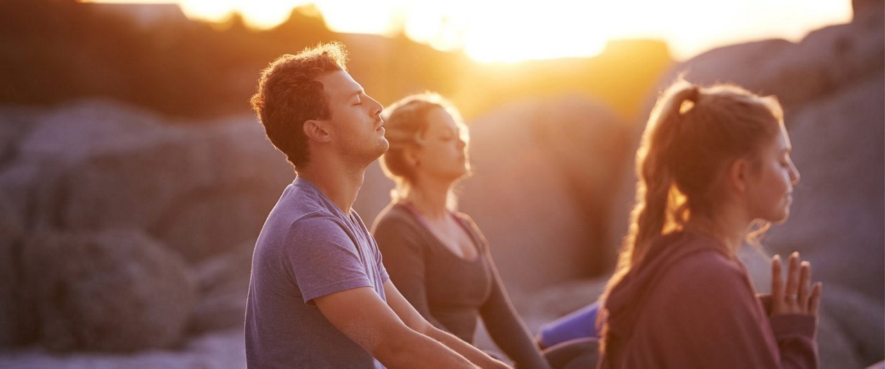 People meditating