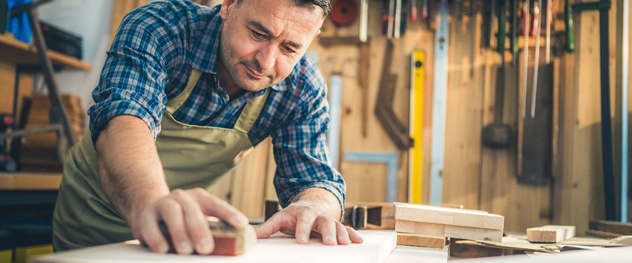 Man working with wood