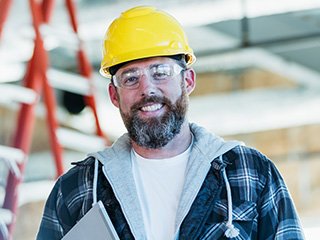 Male with hard hat on