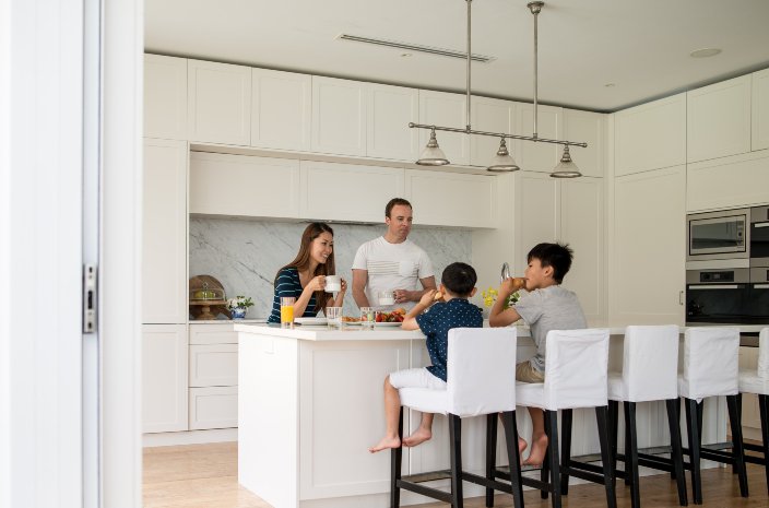 Family at kitchen table