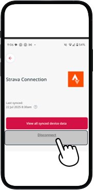 AIA Vitality app Strava screen with Disconnect button highlighted at the bottom.