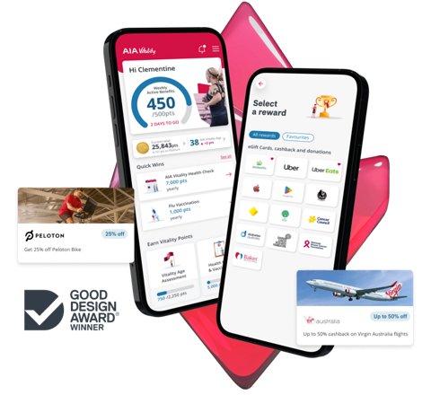 AIA Vitality app on mobile screens