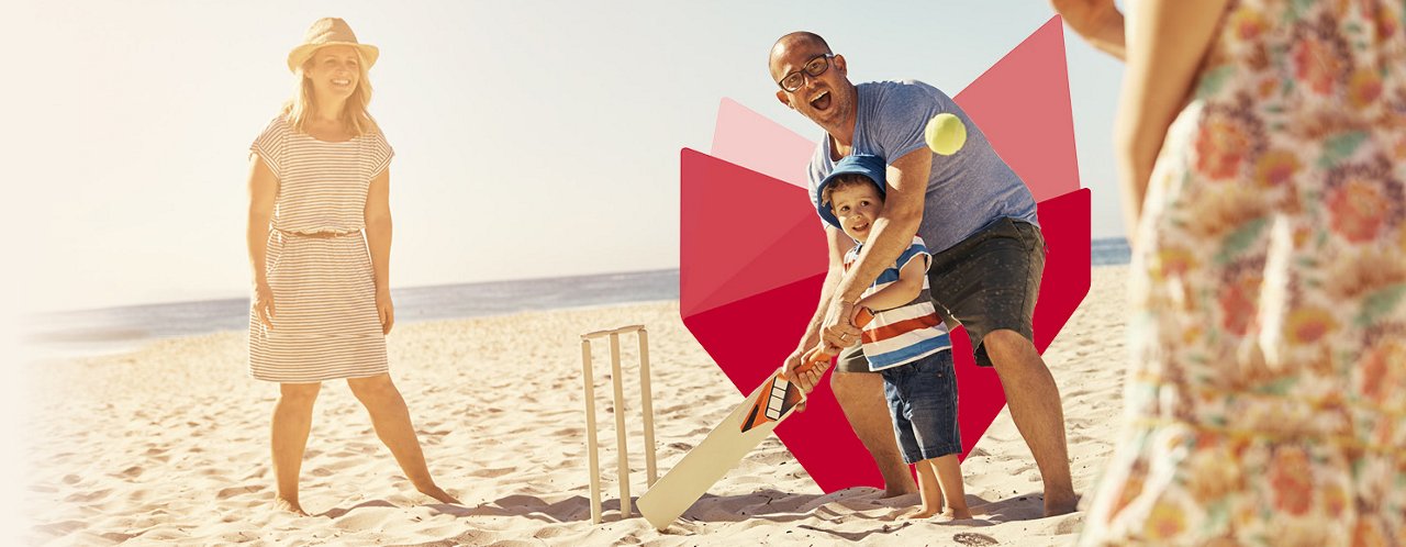 family playing cricket