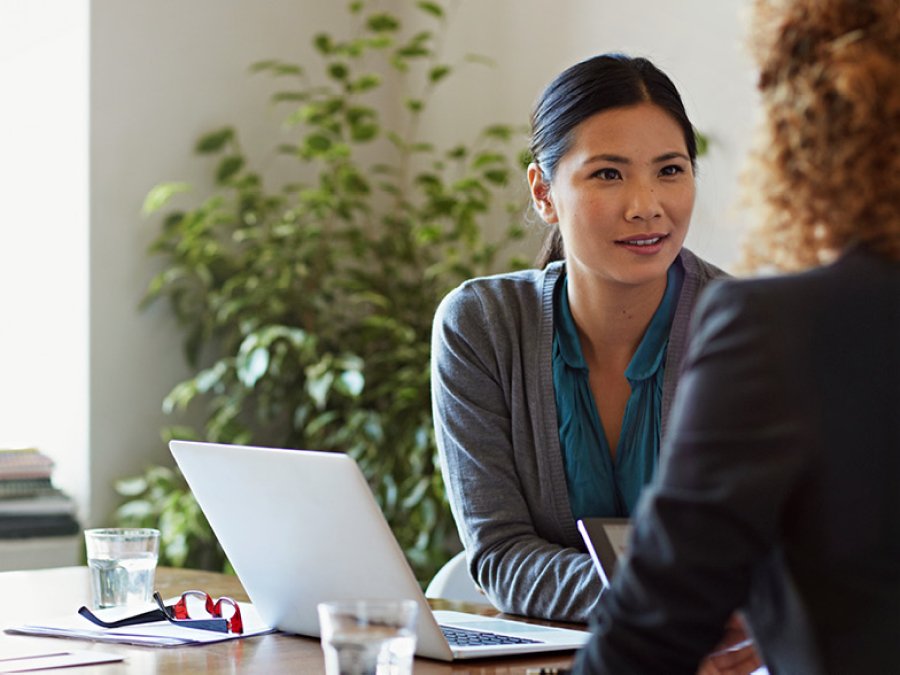 woman interviewing