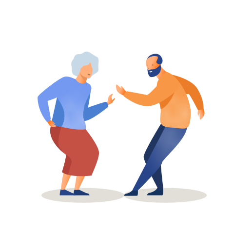 Big banner dancing elderly