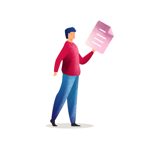 Man holding document up