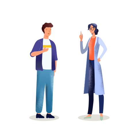 Man talking with female doctor