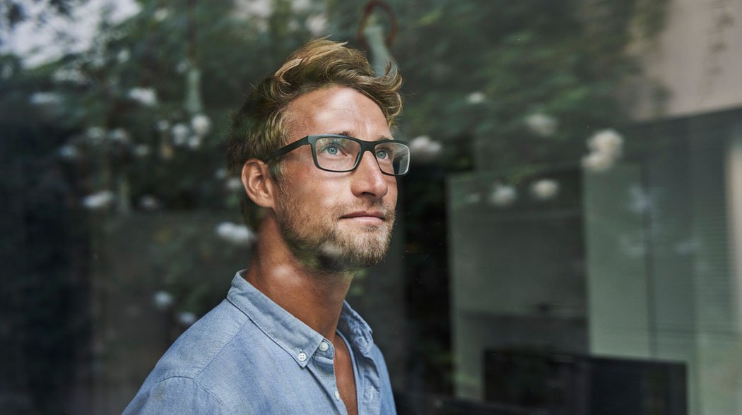 a man looking up