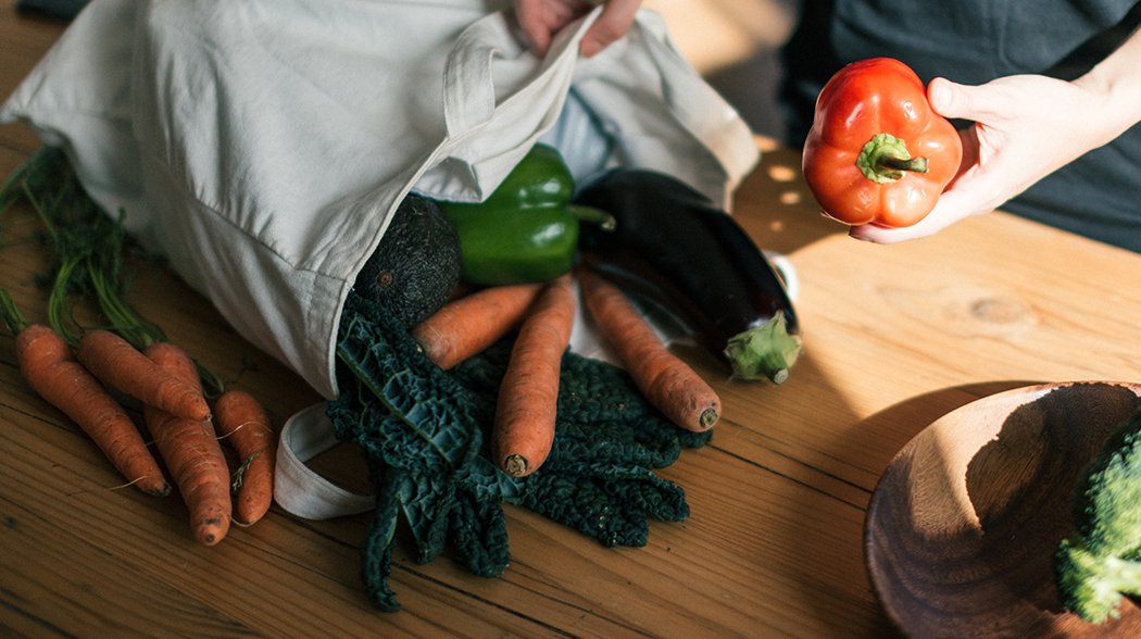 a bag full of vegetables