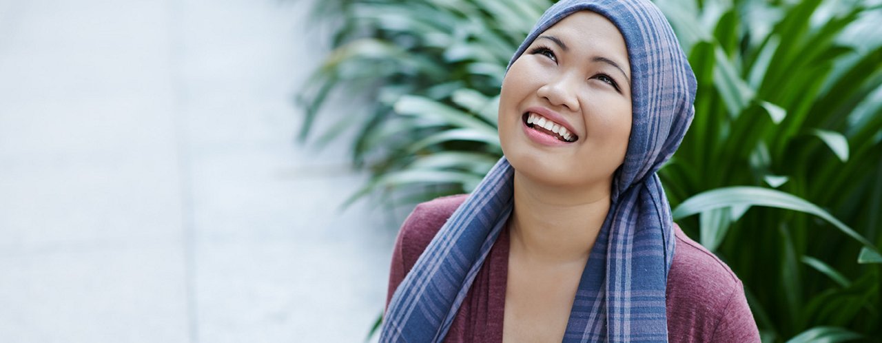 a woman smiling